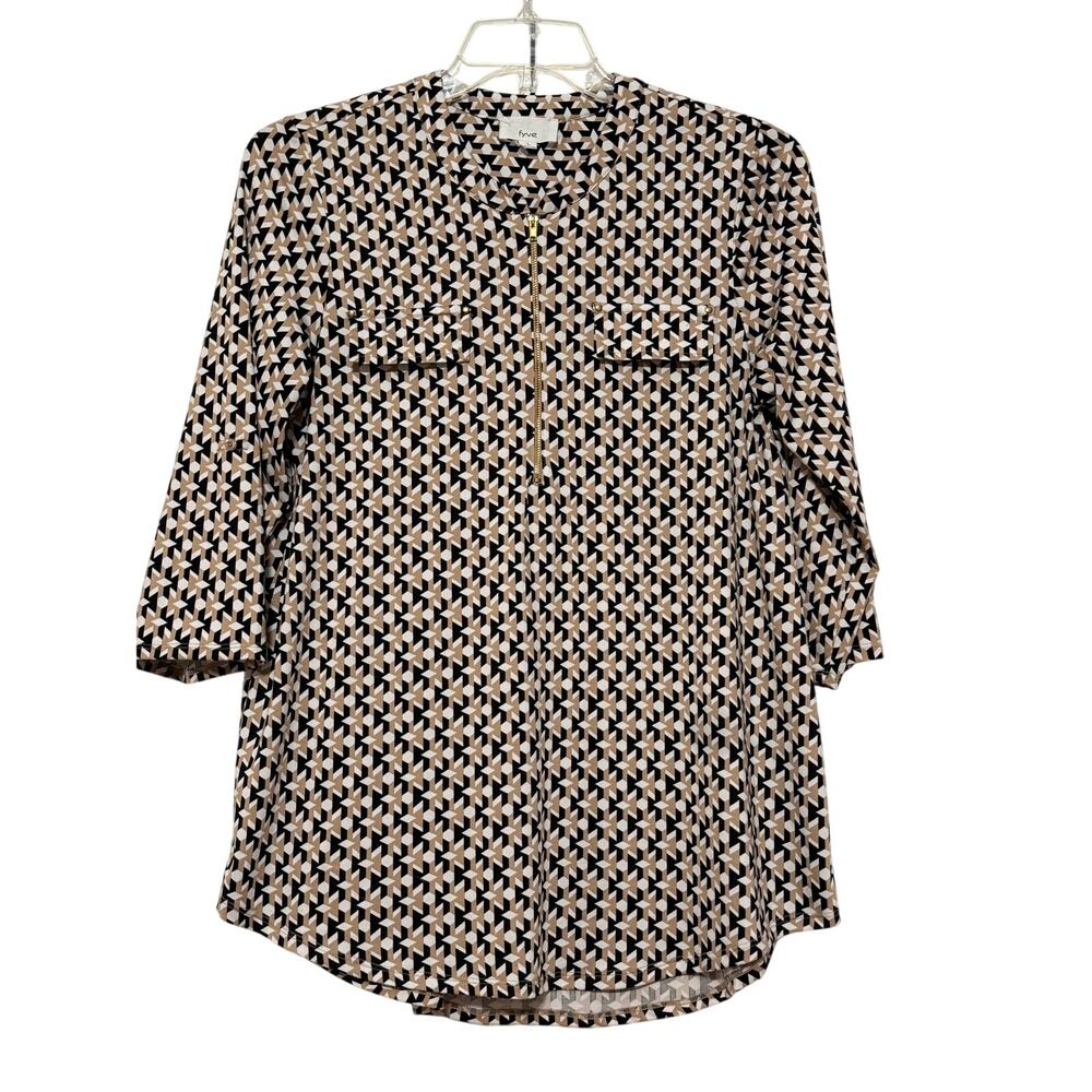Fyve Geometric Print Blouse/Tunic, Size L